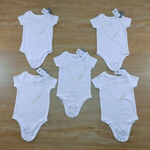 Grayson Mini Baby‎ Girls White Heart BFF Short Sleeve Bodysuit 6-9 Months